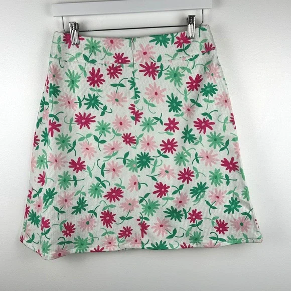 Josephine Chaus Womens White Pink Green Floral Daisy A-Line Mini Skirt Size 6 - Picture 5 of 10